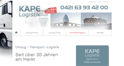 Desktop Screenshot of kape-logistik.de